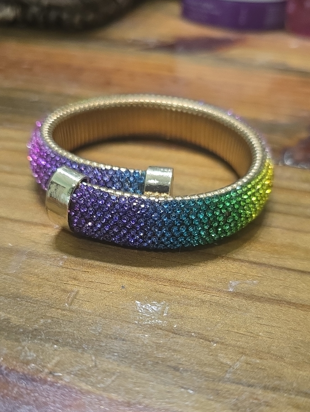 Gold-Tone Rainbow Crystal Bracelet - Women Jewelry